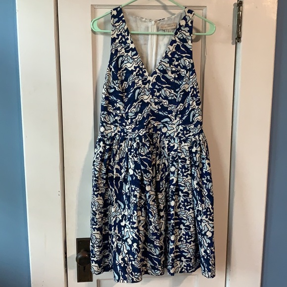 ELLE SASSON Flounder Cotton Blue Abstract Dress - Picture 5 of 12